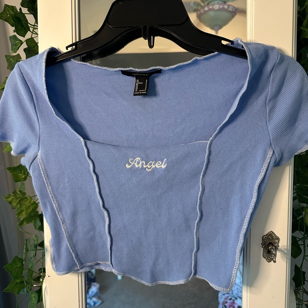 forever 21 square neckline angel crop top!